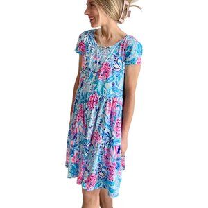 Lilly Pulitzer Geanna Zanzibar Blue Short Sleeve Dress S